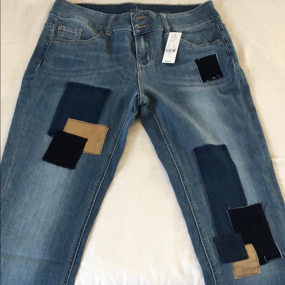 🆕👖 SOHO NY Suede Patchwork Boyfriend Jeans NY&CO - Picture 8 of 13